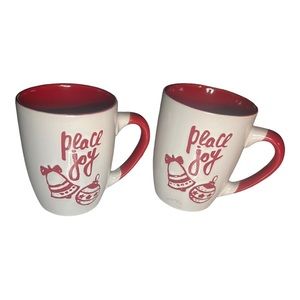 Peace Joy Coffee Cup Mug Bells Red White California Pantry.